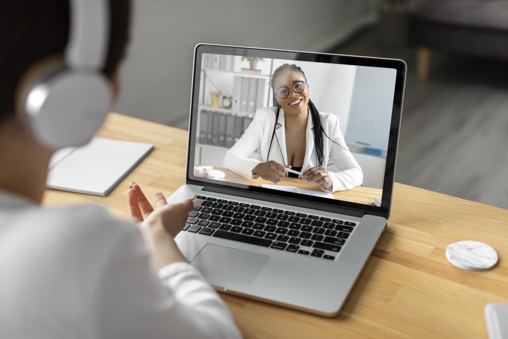 close up women video calling