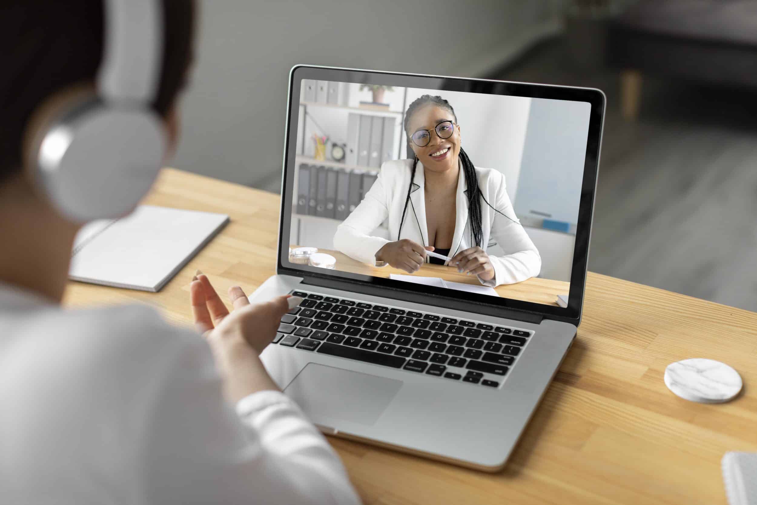 close up women video calling